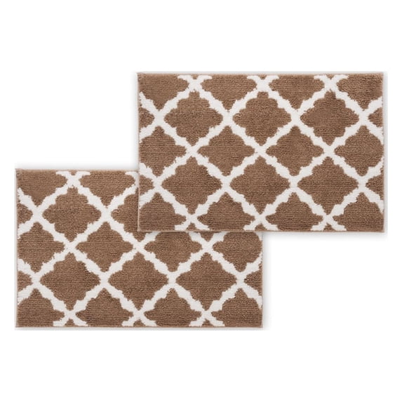 Bibb Home 5044 1-2 Pack Trellis Micro Shag Bath Rugs
