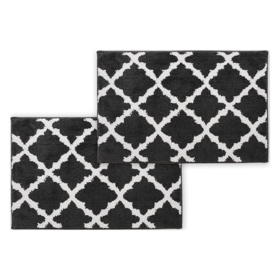 Bibb Home 5044 1-2 Pack Trellis Micro Shag Bath Rugs