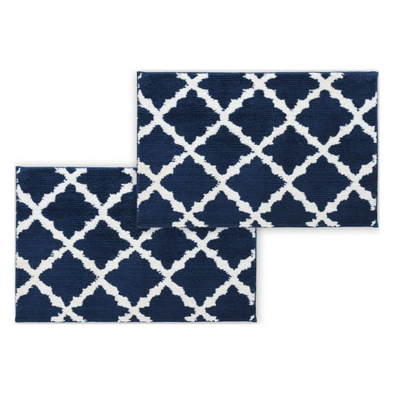 Bibb Home 5044 1-2 Pack Trellis Micro Shag Bath Rugs