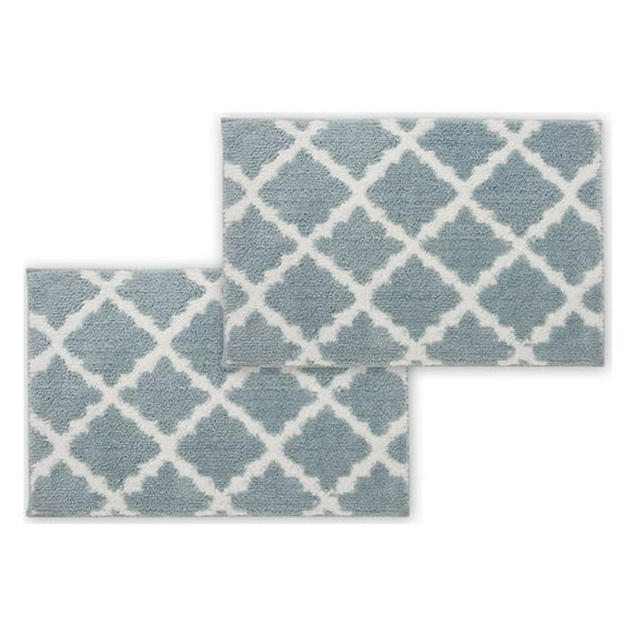Bibb Home 5044 1-2 Pack Trellis Micro Shag Bath Rugs