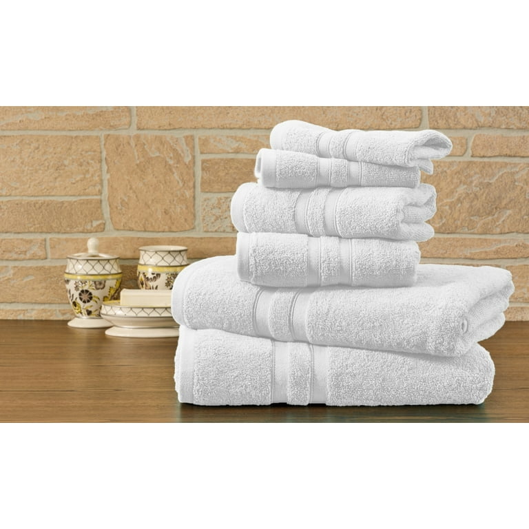 Pinzon 6 Piece Blended Egyptian Cotton Bath Towel Set - White 6