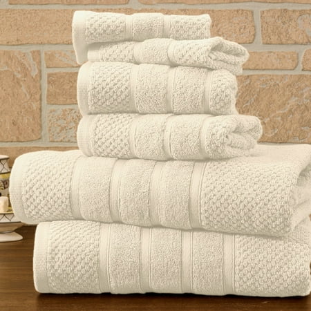 Bibb Home 6 Piece Popcorn Egyptian Cotton Towel Set