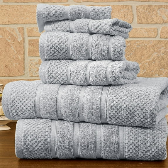 Bibb Home 6 Piece Popcorn Egyptian Cotton Towel Set