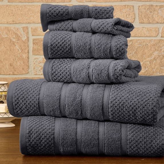 Bibb Home 6 Piece Popcorn Egyptian Cotton Towel Set