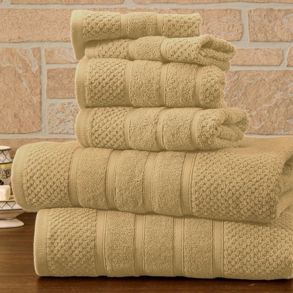 Bibb Home 6 Piece Popcorn Egyptian Cotton Towel Set