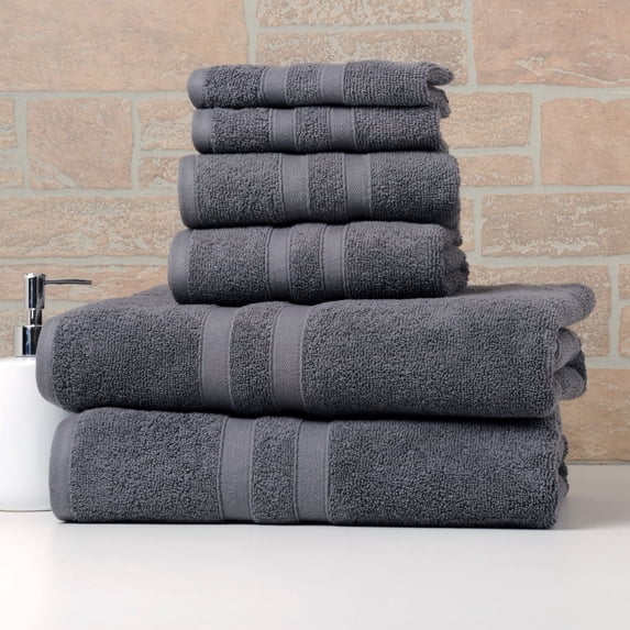 Bibb Home 6 Piece Solid Egyptian Cotton Towel Set