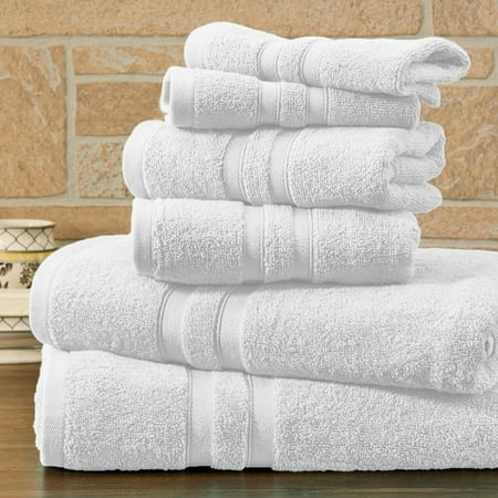 Bibb Home 6 Piece Solid Egyptian Cotton Towel Set