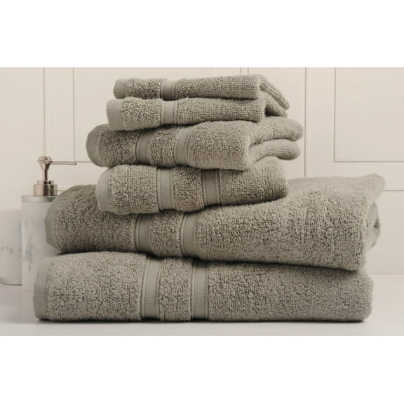 Bibb Home 6-Piece Zero Twist Cotton Towel Set - 6 Colors - Grey