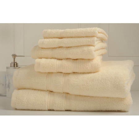 Bibb Home 6-Piece Zero Twist Cotton Towel Set - 6 Colors - Ivory
