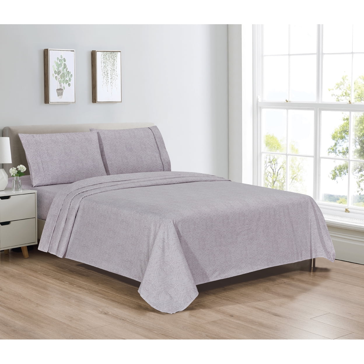 Bibb Home Egyptian Luxury 1800 Count Printed 4 Piece Sheet Set ...