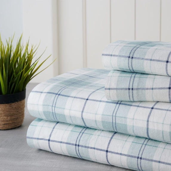 Bibb Home Holiday & Winter Printed Flannel Sheet Set 100% Cotton