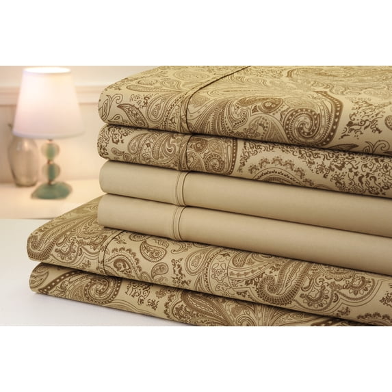 Bibb Home Paisley Collection 800 Thread Count Cotton Rich Sheets 6 Piece Set - 8 Colors - Cal King / Sage