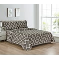 thumbnail image 1 of Bibb Home  Queen Size Egyptian Luxury 1800 Thread Count Printed Sheet Set, Gray Trellis - 4 Piece, 1 of 3