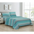 thumbnail image 1 of Bibb Home  Twin Size Egyptian Luxury 1800 Thread Count Printed Sheet Set, Aqua Chevron - 4 Piece, 1 of 3
