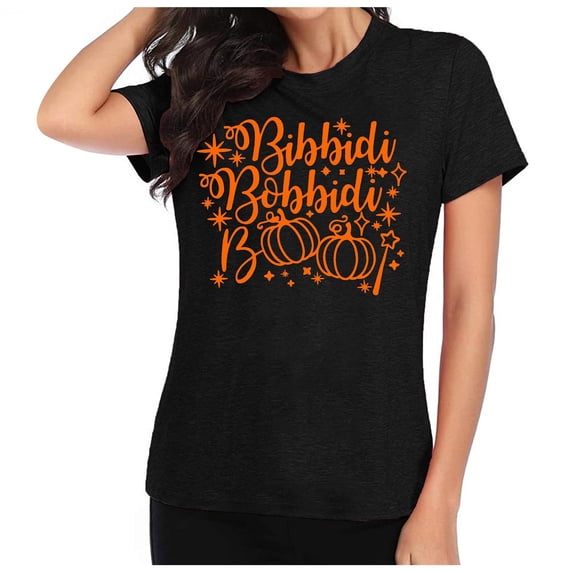 Bibbidi Bobbidi Boo Shirt Women Cute Halloween T-Shirt Funny Letter Print Tees Casual Vacation Tee Tops