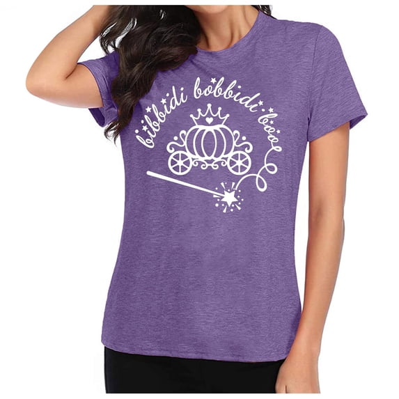 Bibbidi Bobbidi Boo Shirt Women Cute Halloween T-Shirt Funny Letter Print Tees Casual Vacation Tee Tops