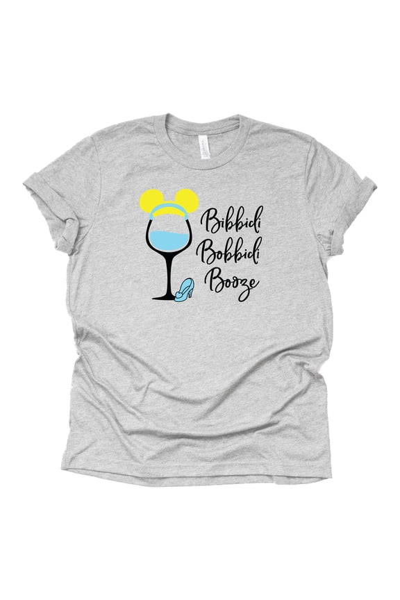 Bibbidi Bobbidi Booze Shirt, Epcot Shirt, Theme Park Shirt Unisex Short Sleeve(Medium-Gray)