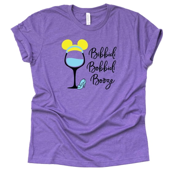 Bibbidi Bobbidi Booze Shirt, Epcot Shirt, Theme Park Shirt Unisex Short Sleeve (Medium-Light Purple)