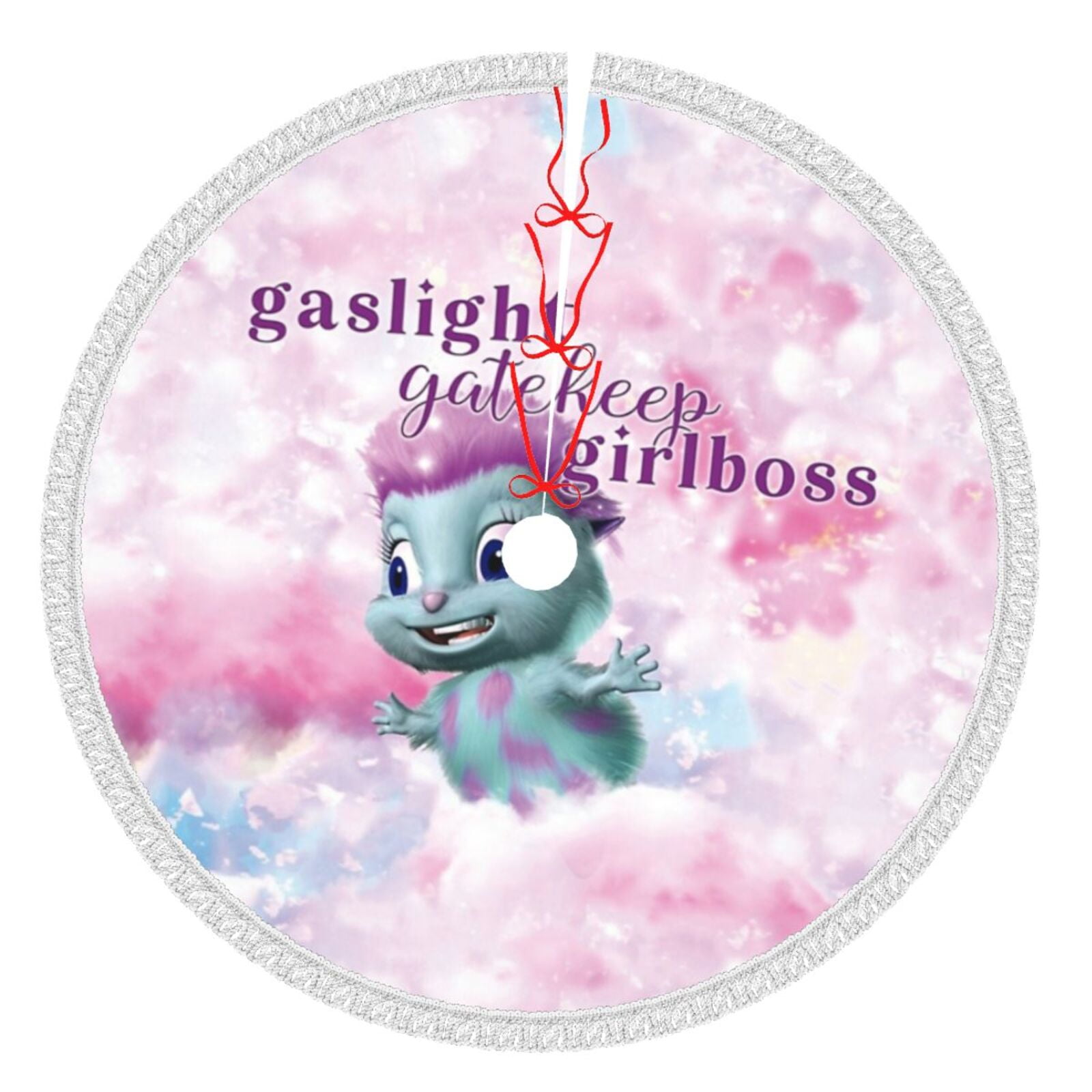 Bibble Christmas Tree Skirt With Tassel Cartoon Xmas Halloween Decor