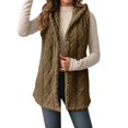 thumbnail image 1 of Bibfish Womens Jackets Reversible Hooded Button Down Front Cardigan Jacket Vest Solid Color Soft Cable Knit Fall Winter Outerwear, 1 of 6