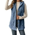 thumbnail image 1 of Bibfish Womens Jackets Reversible Hooded Button Down Front Cardigan Jacket Vest Solid Color Soft Cable Knit Fall Winter Outerwear, 1 of 6