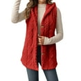 thumbnail image 1 of Bibfish Womens Jackets Reversible Hooded Button Down Front Cardigan Jacket Vest Solid Color Soft Cable Knit Fall Winter Outerwear, 1 of 6