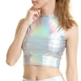 thumbnail image 1 of Bibfish Womens T-Shirts Nightclub Stage Wear Bandeau Tee Tops Slim Fit Sleeveless Solid Color Performance Outfits Trendy Festival Outfits, 1 of 2