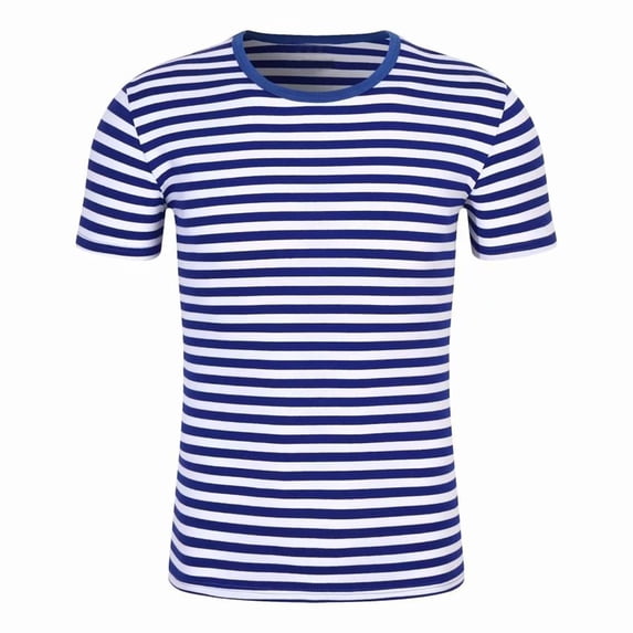Bibfish Womens T-Shirts Unisex Stripe Print Short Sleeve Tees Casual Crew Neck Classic Style Spring Fall Everyday Tops For Men And Women