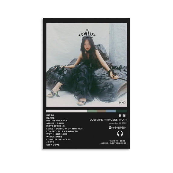 Bibi - Lowlife Princess Noir Music Album Cover Canvas Poster Wall Decorative Art Painting Living Room Bedroom Decoration Gift