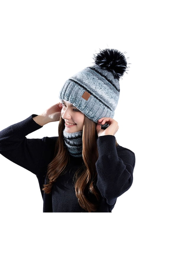 Womens Hat Scarf Sets Winter Lined Knitted Beanies Hat And Neck Warmer Cold Weather Outdoor Activities Lined Hat Scarf Sets