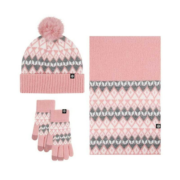 Bibifish 3 PCS Hat Scarf Glove Sets For Men Women Winter Striped Knitted Hat Scarf And Gloves Cold Weather Thermal Hat Scarf Glove Sets