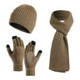 thumbnail image 1 of Bibifish 3 PCS Hat Scarf Glove Sets For Mens And Womens Winter Solid Color Scarf Beanie Hat With Matching Gloves Unisex Three Piece Sets, 1 of 4