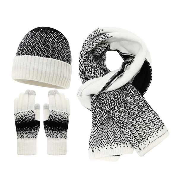Bibifish 3 PCS Scarf Hat Glove Sets For Men Women Knitted Scarfs Touchscreen Mittens And Beanie Hats Cold Weather Scarf Hat Glove Sets For Adult