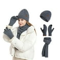 thumbnail image 1 of Bibifish 3 PCS Scarf Hat Glove Sets For Women Touchscreen Gloves Beanie Hats And Scarves Soft Knitted Winter Thermal Scarf Hat Glove Sets For Ladies, 1 of 4