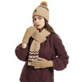 thumbnail image 1 of Bibifish 3 PCS Scarf Hat Glove Sets For Women Winter Knitted Scarf With Gloves And Matching Beanie Hats Trendy Thermal Ear For Cold Weather, 1 of 4