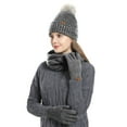 thumbnail image 1 of Bibifish 3 PCS Scarf Hat Glove Sets For Women Winter Knitted Scarves Touchscreen Mittens And Matching Beanie Hats Cold Weather Scarf Hat Glove Sets, 1 of 5