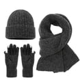 thumbnail image 1 of Bibifish Mens And Womens Hat Gloves Scarf Sets Winter Warm Knitted Beanies Hat Gloves And Long Scarves 3 Pc Cold Weather Hat Gloves Scarf Sets, 1 of 3