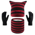thumbnail image 1 of Bibifish 3 PCS Scarf Hat Glove Sets For Women Winter Warm Knitted Cat Ear Hat Lined Neck Warmers Gloves Soft Thermal Cold Weather Outfits, 1 of 7