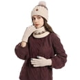 thumbnail image 1 of Bibifish 3 PCS Scarf Hat Glove Sets For Women Winter Knitted Neck Warmers With Matching Gloves And Beanie Hats Trendy Thermal Outfits For Cold Weather, 1 of 4