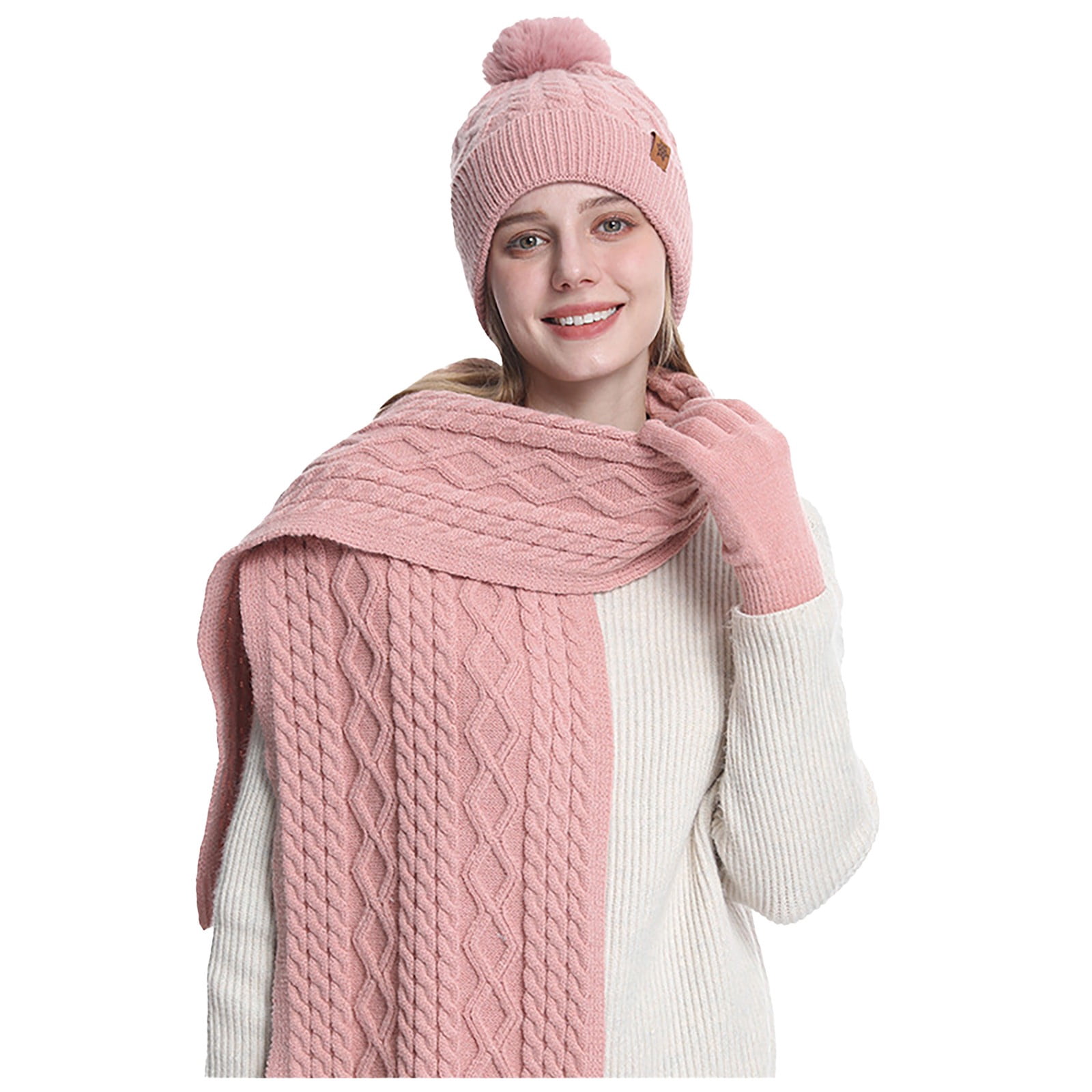 Mütze Mit Schal Damen Atania Damen Set - Bobble Hat & Touchscreen Handschuhe Mütze Schal Handschuhe Set Damen