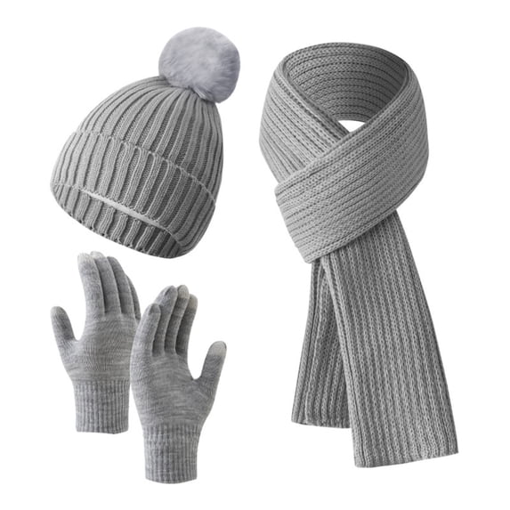Bibifish Womens Hat Gloves Scarf Sets 3 Pc Solid Color Beanies Hat Gloves And Long Scarves Trendy Cold Weather Hat Neck Warmer Sets