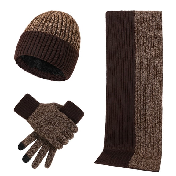 Bibifish 3 PCS Scarf Hat Sets For Men Women Stylish Knitted Winter Warm Comfort Beanie Hats Gloves With Scarfs Cozy Unisex 3 PCS Hat Sets