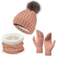 thumbnail image 1 of Bibifish 3 PCS Scarf Hat Sets For Women Solid Color Stylish Three Piece Warm Comfort Sets Beanie Hat Gloves With Neck Warmer Cozy 3 PCS Hat Sets, 1 of 6