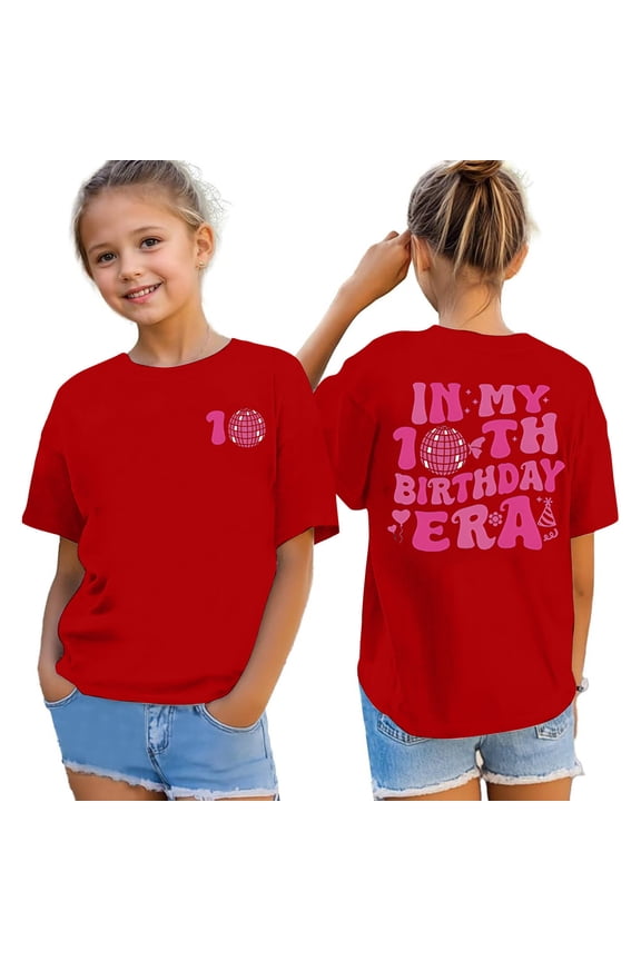 Bibifish Baby Girls Tshirts In My Double Digits Birthday Girl Tees 10 Year Old 10th Birthday Wear Girls T Shirt Girls Ten Birthday Party Tee Tops