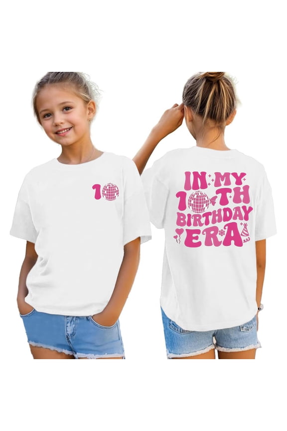 Bibifish Baby Girls Tshirts In My Double Digits Birthday Girl Tees 10 Year Old 10th Birthday Wear Girls T Shirt Girls Ten Birthday Party Tee Tops