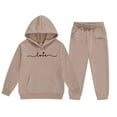 thumbnail image 1 of Bibifish Big Girls 2 Piece Jogger Set Black Hoodie And Matching Pants "Love" Print Soft Fleece Lined Elastic Waist Kids Wear Sweatsuit, 1 of 4