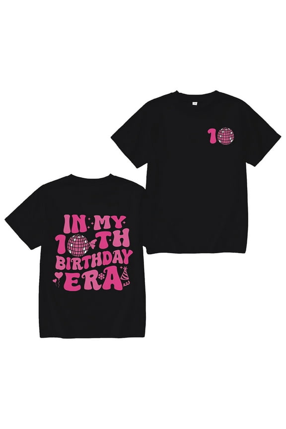 Bibifish Big Girls Tshirts In My Double Digits Birthday Girl Tees 10 Year Old 10th Birthday Wear Girls T Shirt Girls Ten Birthday Party Tee Tops