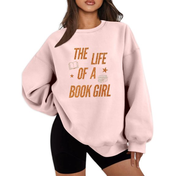 Bibifish Christmas Womens Sweatshirts Retro Preppy Graphic Print Long Sleeve Crewneck Sweatshirts Oversized Fall Winter Trendy Ladies Tops