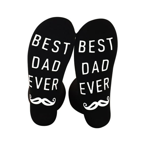 Bibifish Funny Socks For Men Novelty Mid Calf Socks For Dad With Letter Print Grips Bottom Funny Above Ankle Fathers Middle Cube Socks