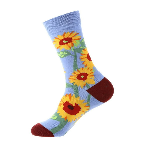 Bibifish Geometric Print Socks For Mens Womens Novelty Mid Calf Socks Colorful Floral Printed Socks Funky Unisex Crew Socks